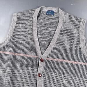 VTG Arrow Blazer Sweater Vest Mens LT Dark Light Gray Vneck Grunge Academia